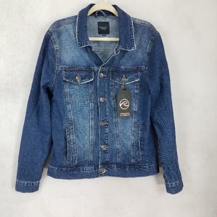 NEW Request Premium Size M Distressed Denim Jean Jacket in Medium Blue Wash NWT