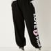 NEW (XL) VS PINK Fleece Baggy Campus Sweatpants in Pure Black Pink Originals