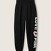 NEW (XL) VS PINK Fleece Baggy Campus Sweatpants in Pure Black Pink Originals