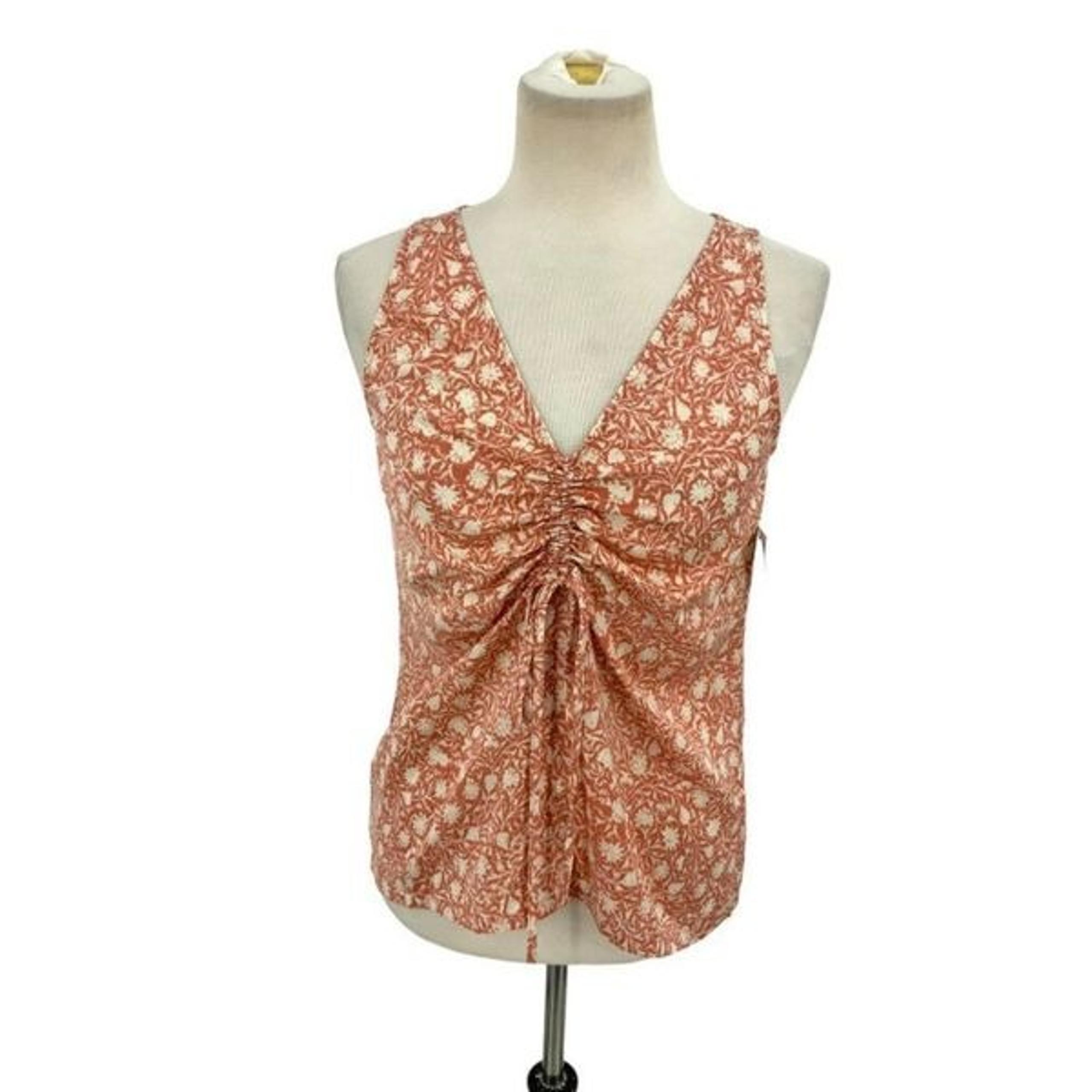 Melrose and Market Pink Floral Cinch Front Sleeveless Top Size XS NWOT