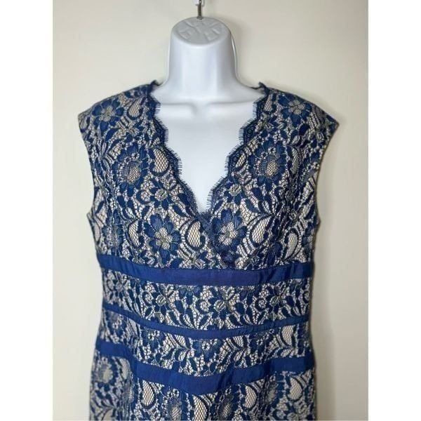 Women’s Blue Sheath Lacelet Cocktail Party Gown 10
