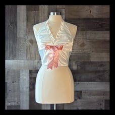 NWT! Pretty Damage halter top small sexy white pink satin angelic feminine