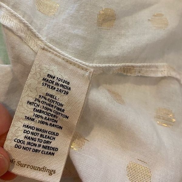 Soft surroundings cotton button down with embroidery and