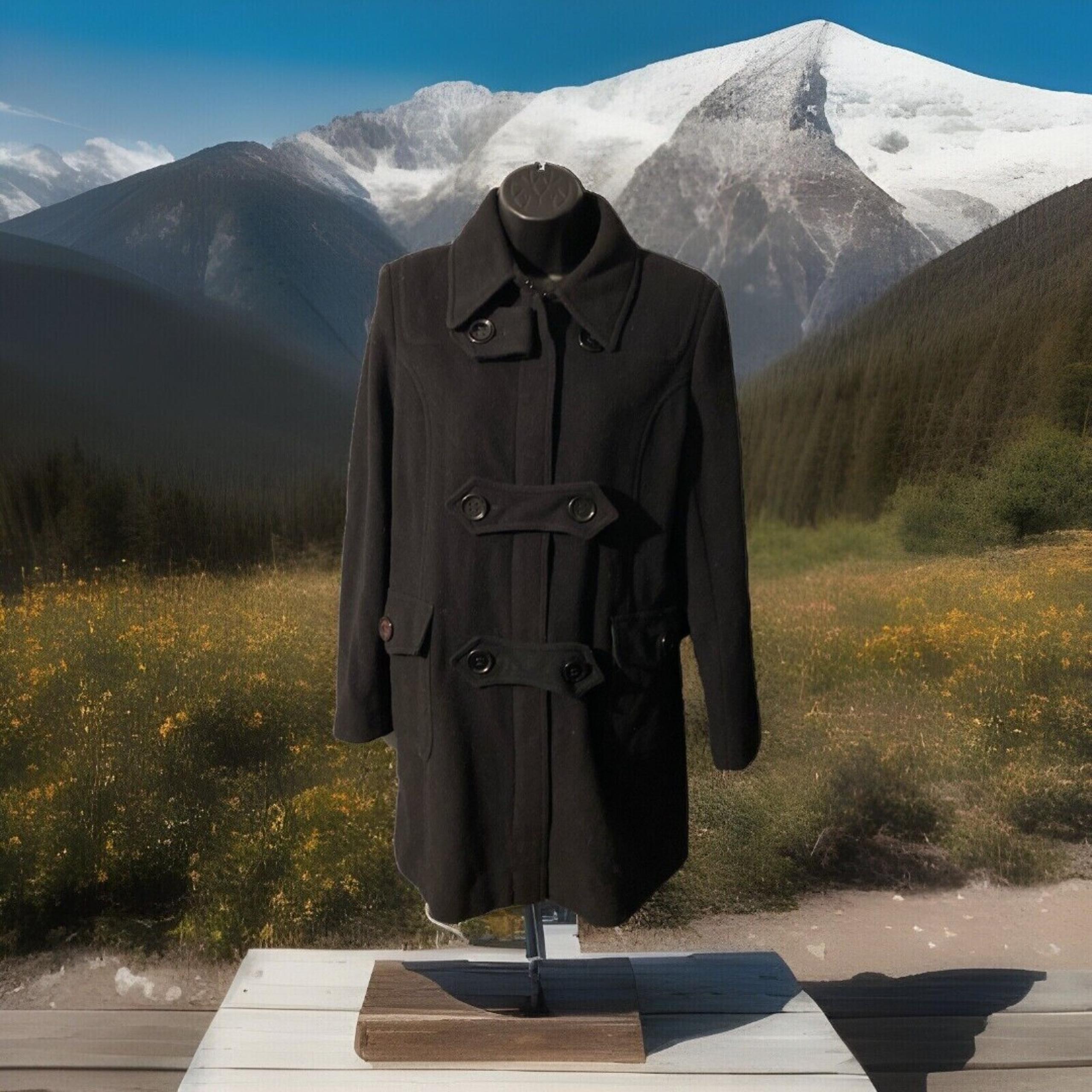 Tommy Hilfiger Women's Wool Blend Pea Coat Blk Size 8