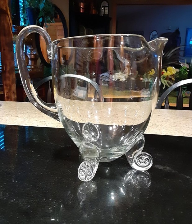 Vintage Crystal Clear Industries 3 Footed 90 oz. Kimberly Pitcher