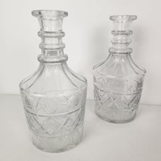 Vintage Glass Decanters Bar Matching Set