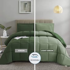Green Queen Size Comforter Set All Season Reversible 3pc