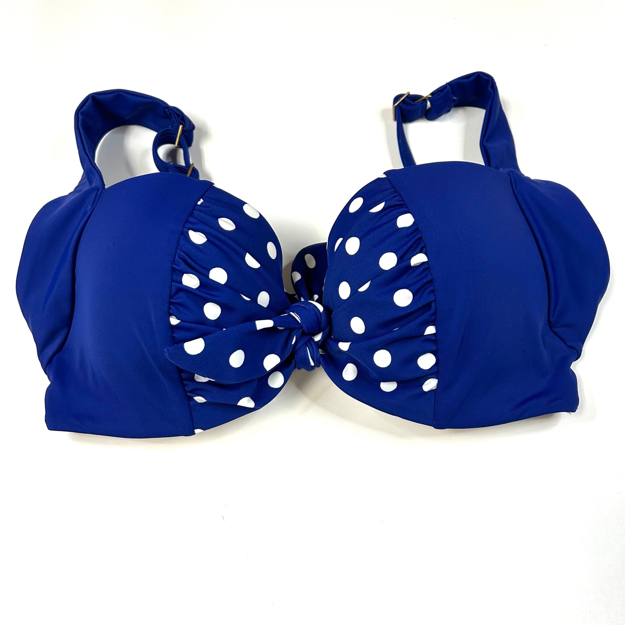 Panache Swim 30E 30DD Bikini Top Blue White Polkadots Annalise SW0932 #1026