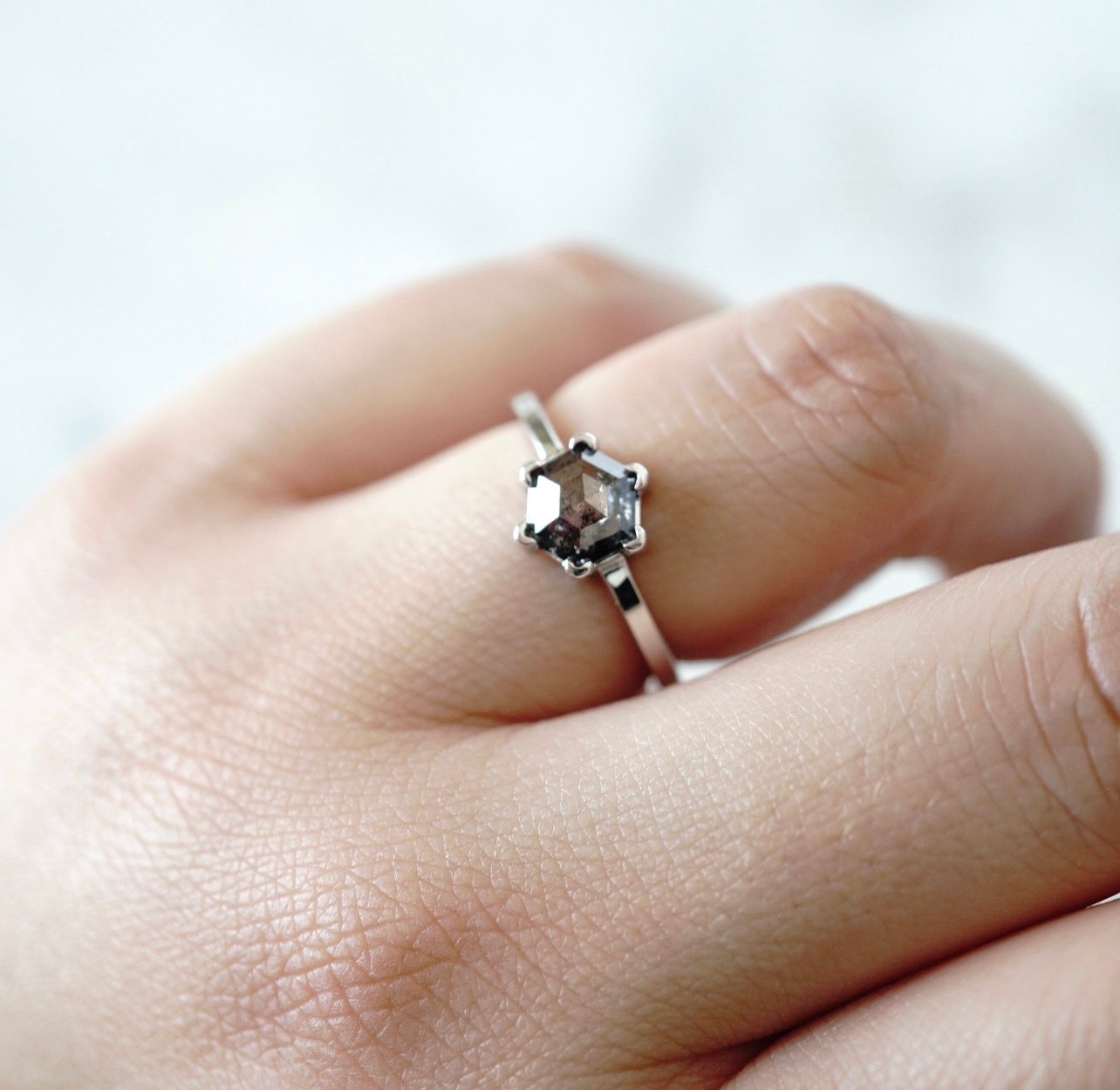 Salt and Pepper Diamond Ring