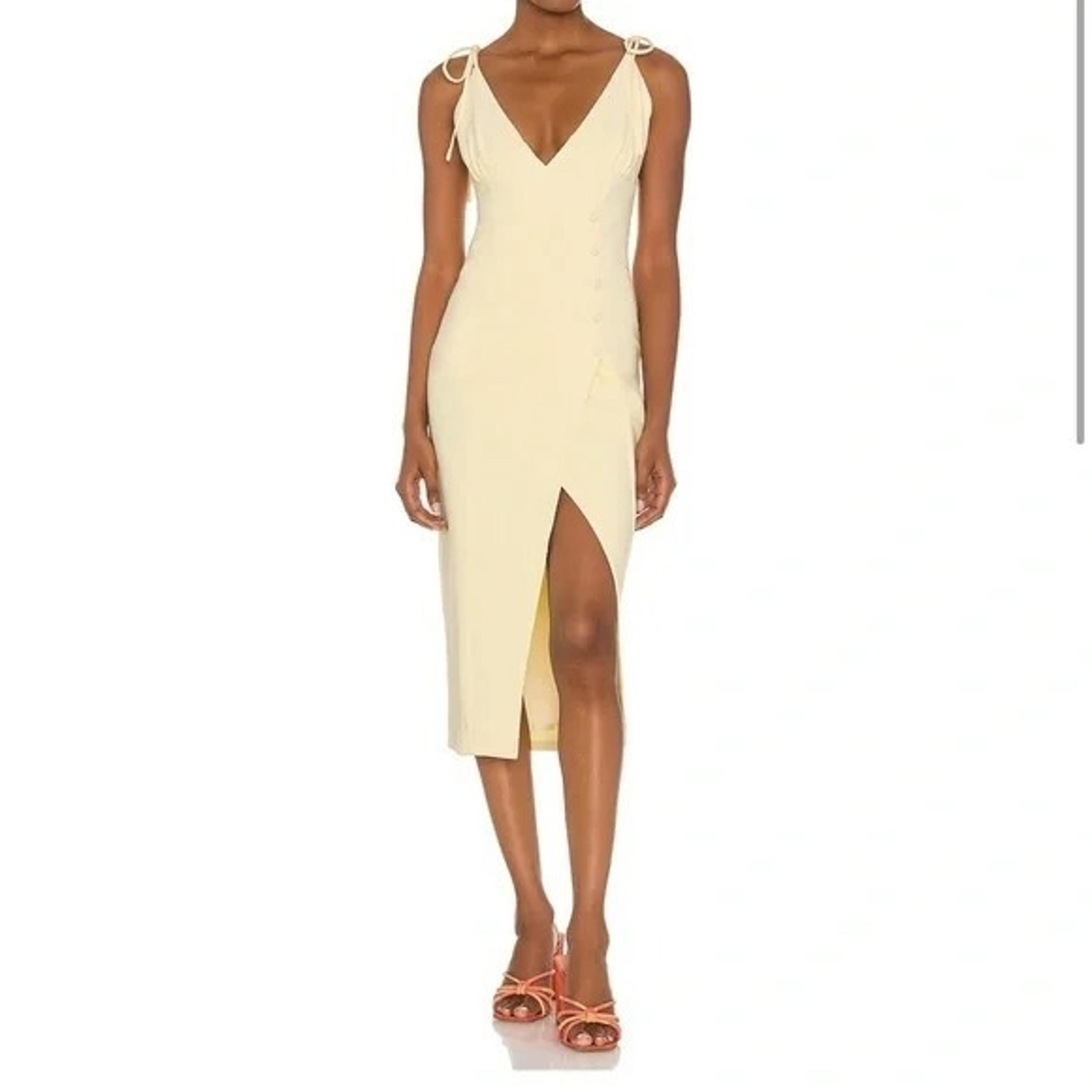 Revolve Camila Coelho Aaliyah Sleeveless Midi Dress Butter Yellow Stretch US -S