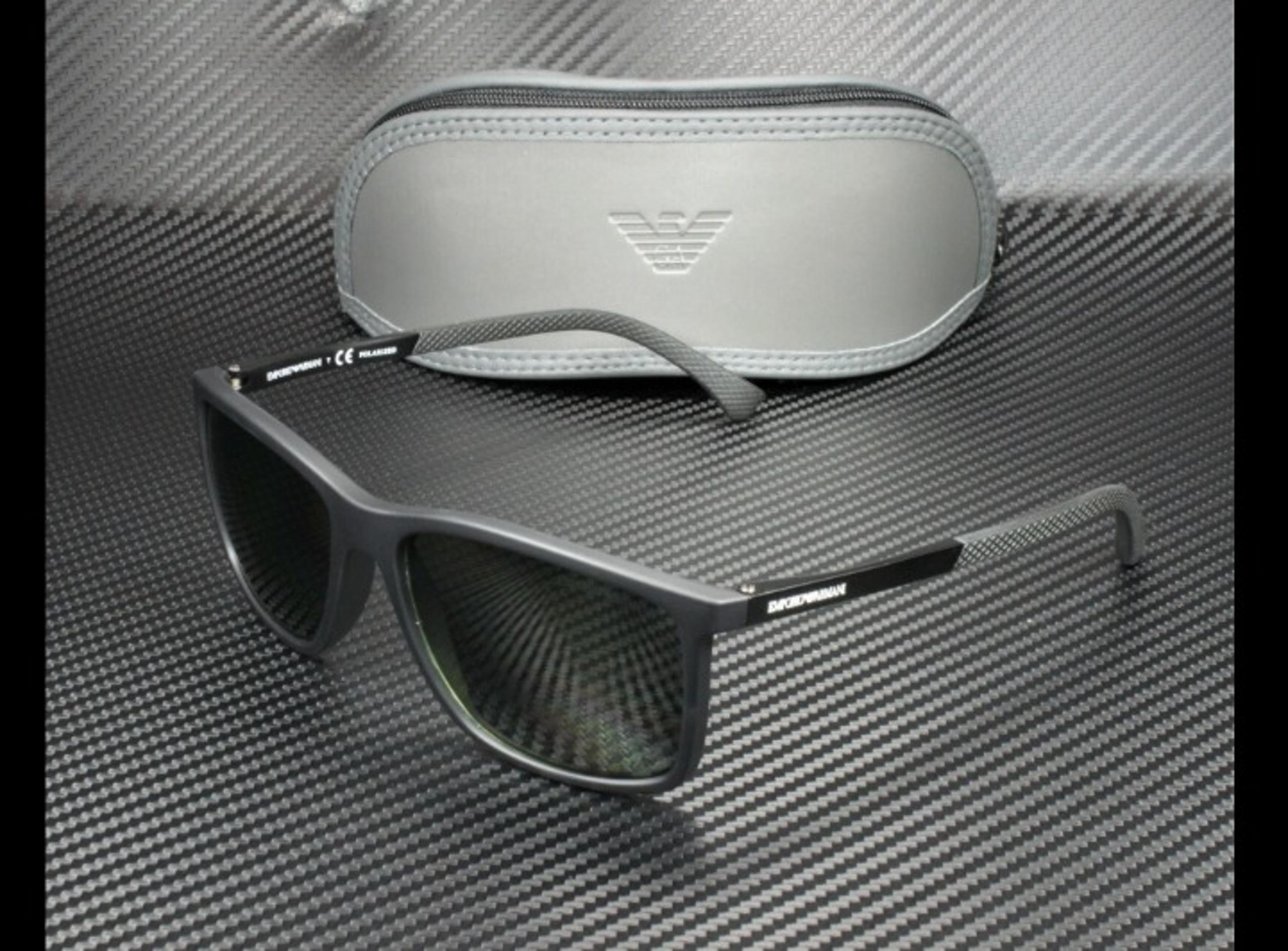 Emporio Armani Men's Black and Green Rubber 58mm Sunglasses!