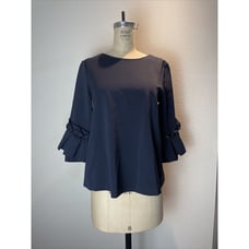 COS Navy Blue 3/4 Sleeve Ruffle Frill Swing Top Blouse Small