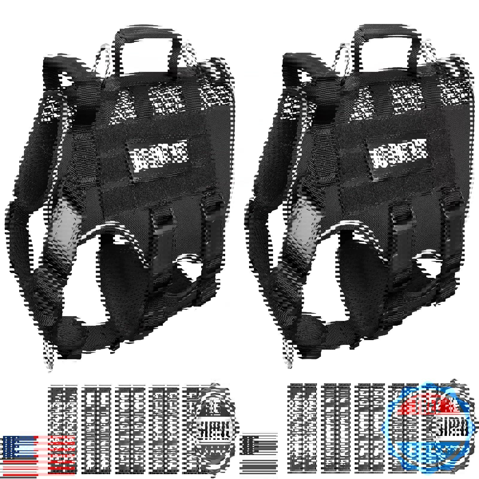 WINSEE Mesh Dog Harness with 10 Pet Patches for Medium Service Dog in Trainin