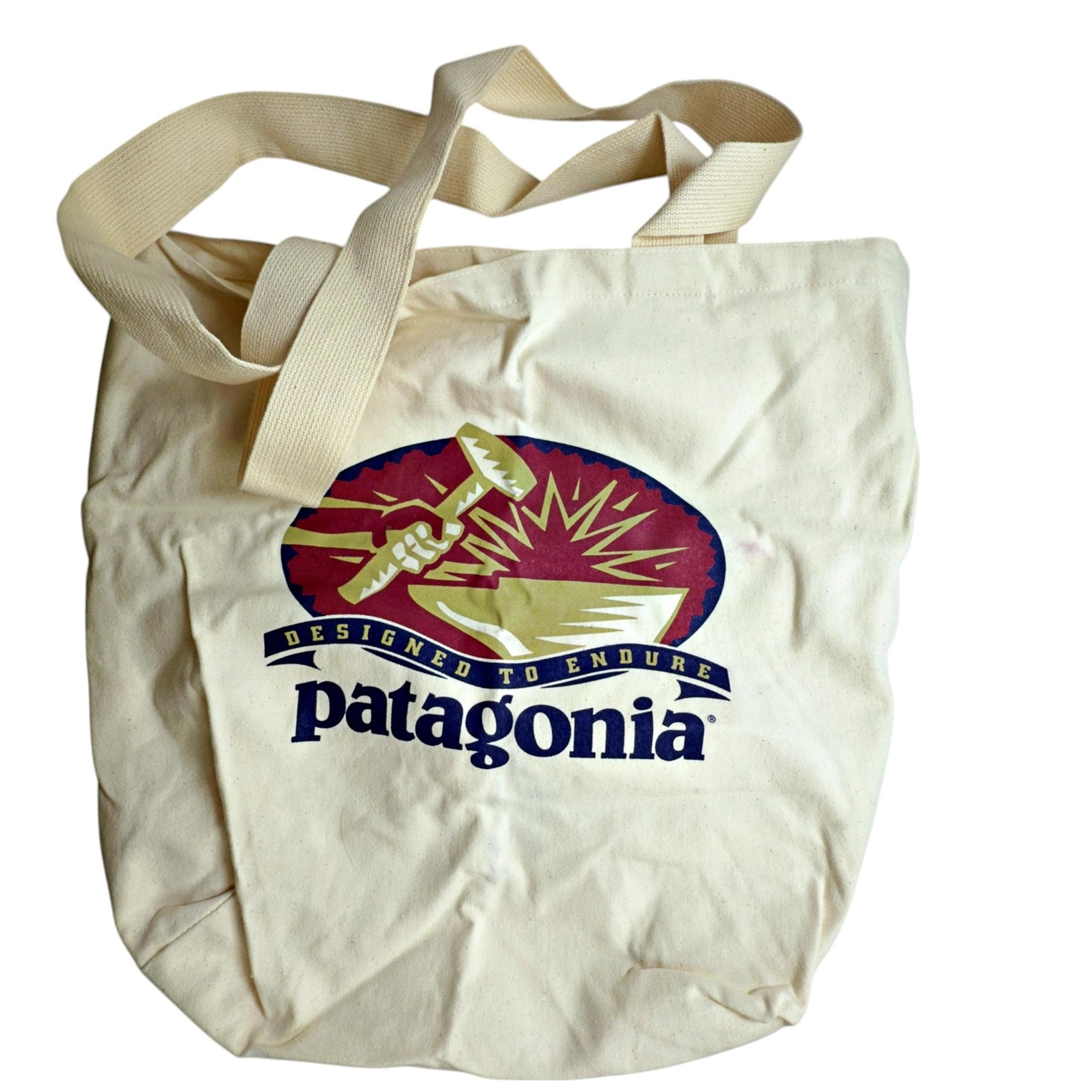 Vintage Patagonia Organic Cotton Reusable Recycled Tote Bag Hammer Anvil