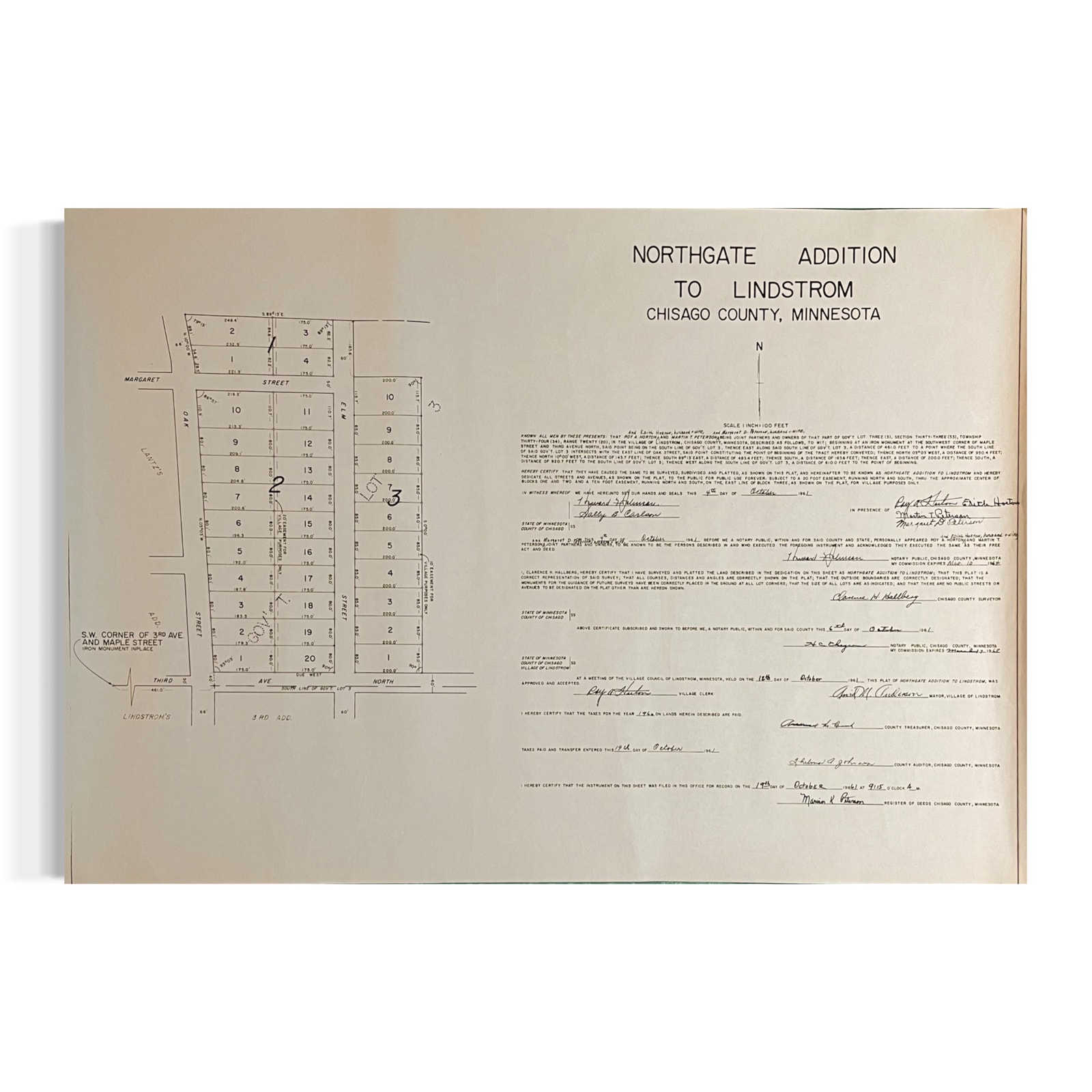 Northgate Addition to Lindstrom Chisago County MN Vintage Plat Map RM1