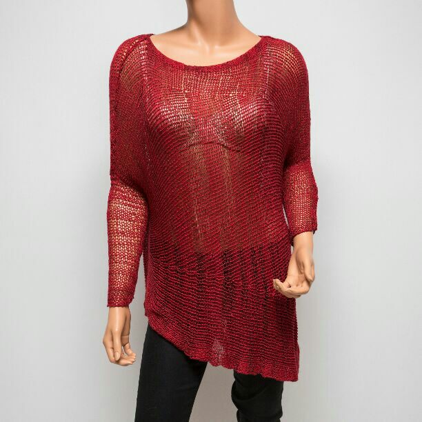 Helmut Lang Red Asymmetrical Poncho