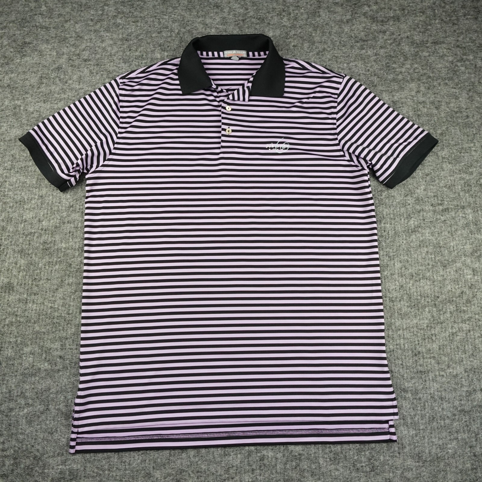 Peter Millar Summer Comfort Polo Shirt Mens Medium Black Purple Performance Golf