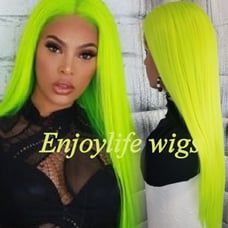 Human hair Neon Green lace front wig