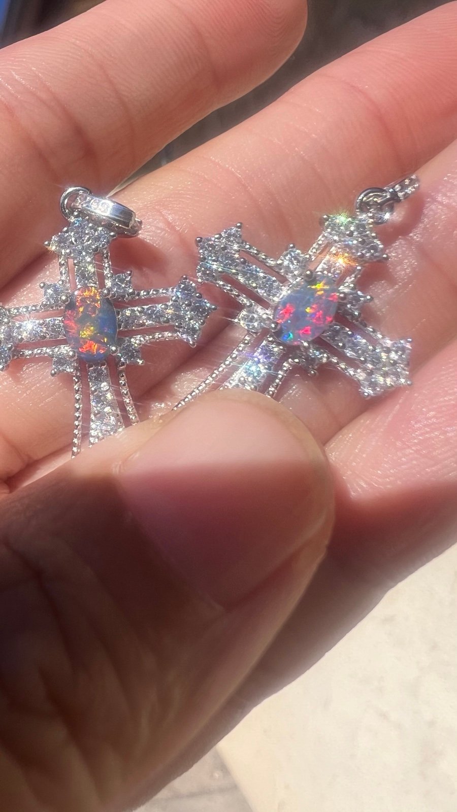 Australian opal pendants cross pendant