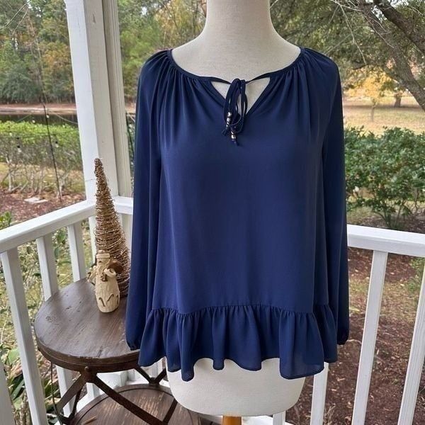Lilly Pulitzer Navy Ruffled Blouse