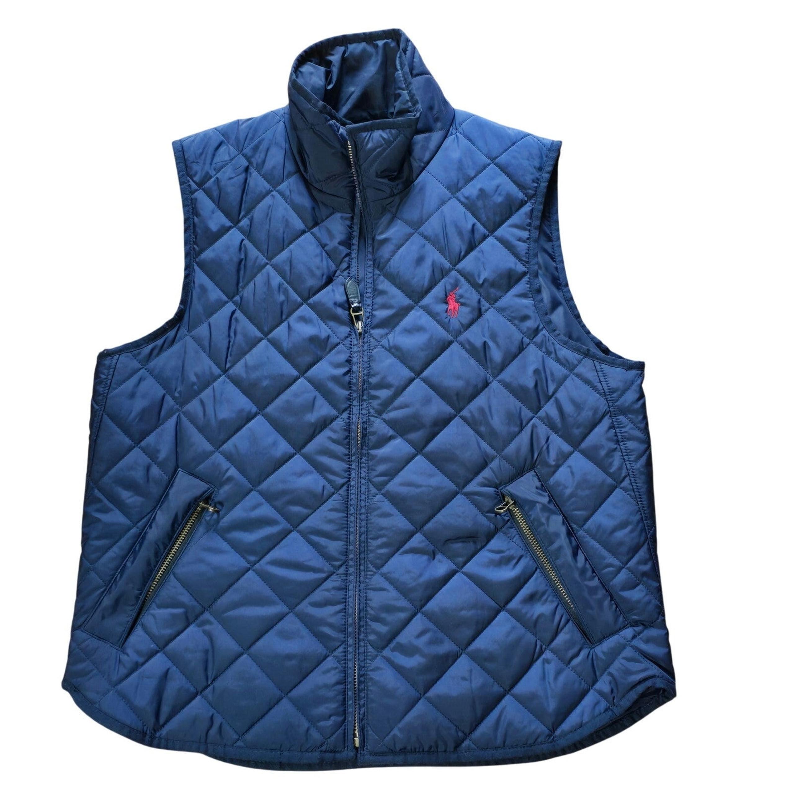 Ralph Lauren Women’s Vintage Quilted Horse Jockey Club Puffer Vest Blue, Size L
