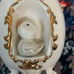 VTG Arnel's Pottery Ivory Egg with Pink Bow Duck & Rabbit Gold Color Trim