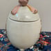 VTG Arnel's Pottery Ivory Egg with Pink Bow Duck & Rabbit Gold Color Trim