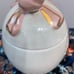 VTG Arnel's Pottery Ivory Egg with Pink Bow Duck & Rabbit Gold Color Trim