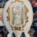 VTG Arnel's Pottery Ivory Egg with Pink Bow Duck & Rabbit Gold Color Trim