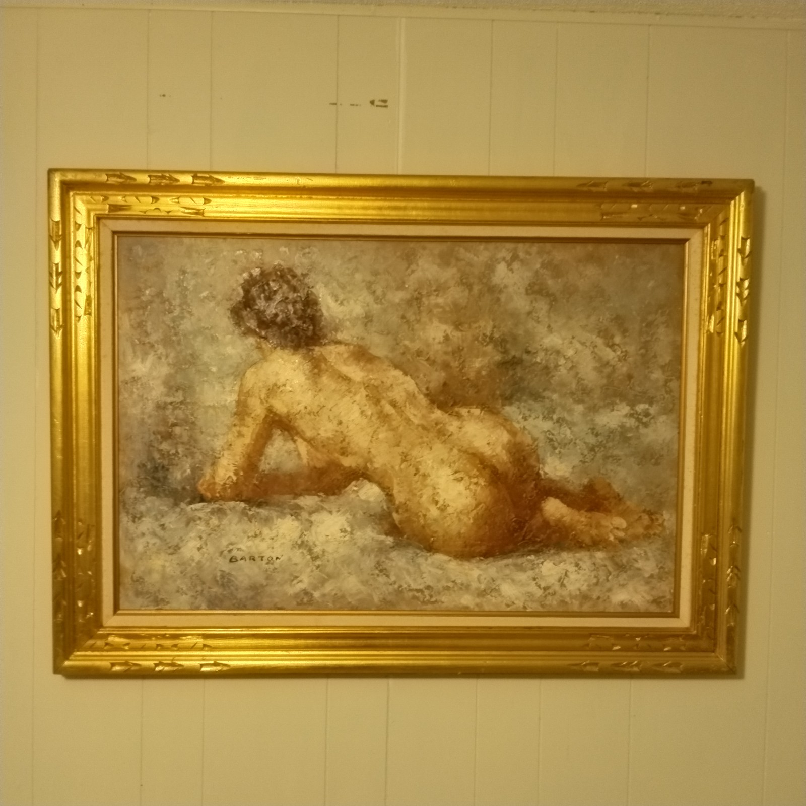 Original Oil Painting by Barton Large Impressionist Nude Female Figure 3.5*2.5ft