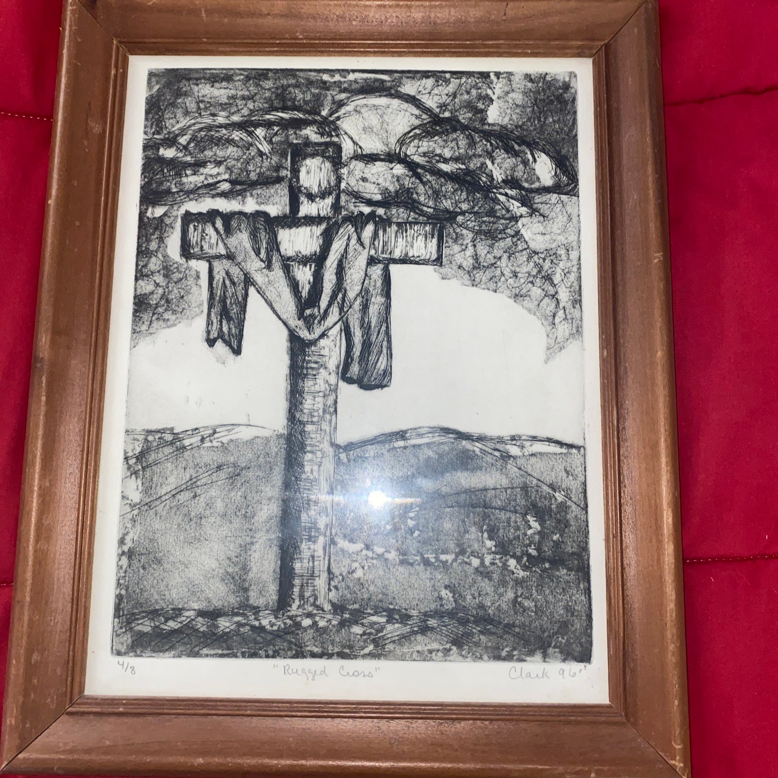 Rugged Cross Clark 1996 Print Vintage Christian Art Catholic Vintage Religious