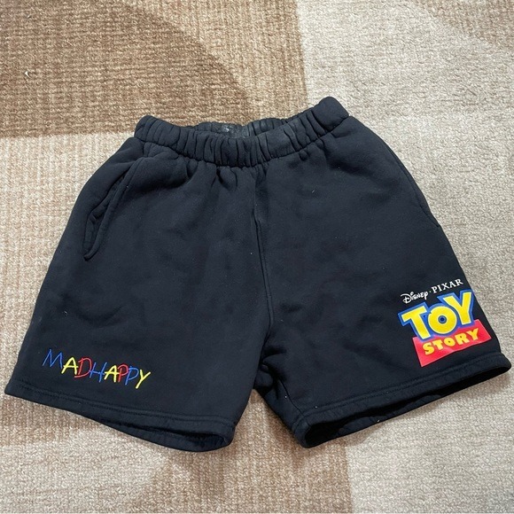 MADHAPPY X PIXAR TOY STORY BLACK FLEECE SHORTS SZ SMALL S