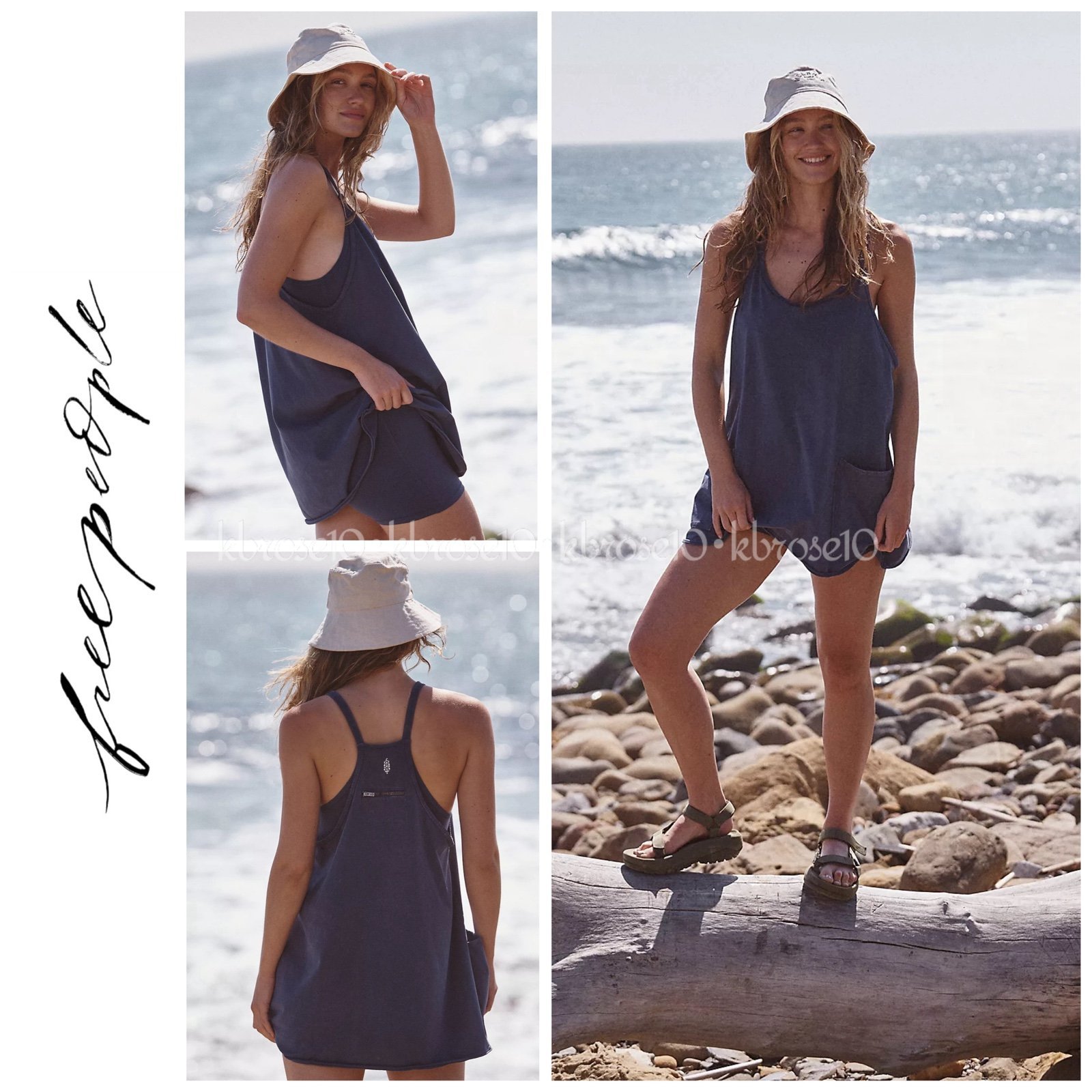 Free People FP Movement Hot Shot Mini Dress in Blue Indigo Medium