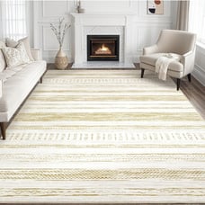 Area Rug Living Room Rugs - 10x14 Washable Large Soft Neutral Boho Moroccan