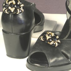 Shoe Clips Made From Vintage Earrings Leather Backed Black & Clear Crystals Clip