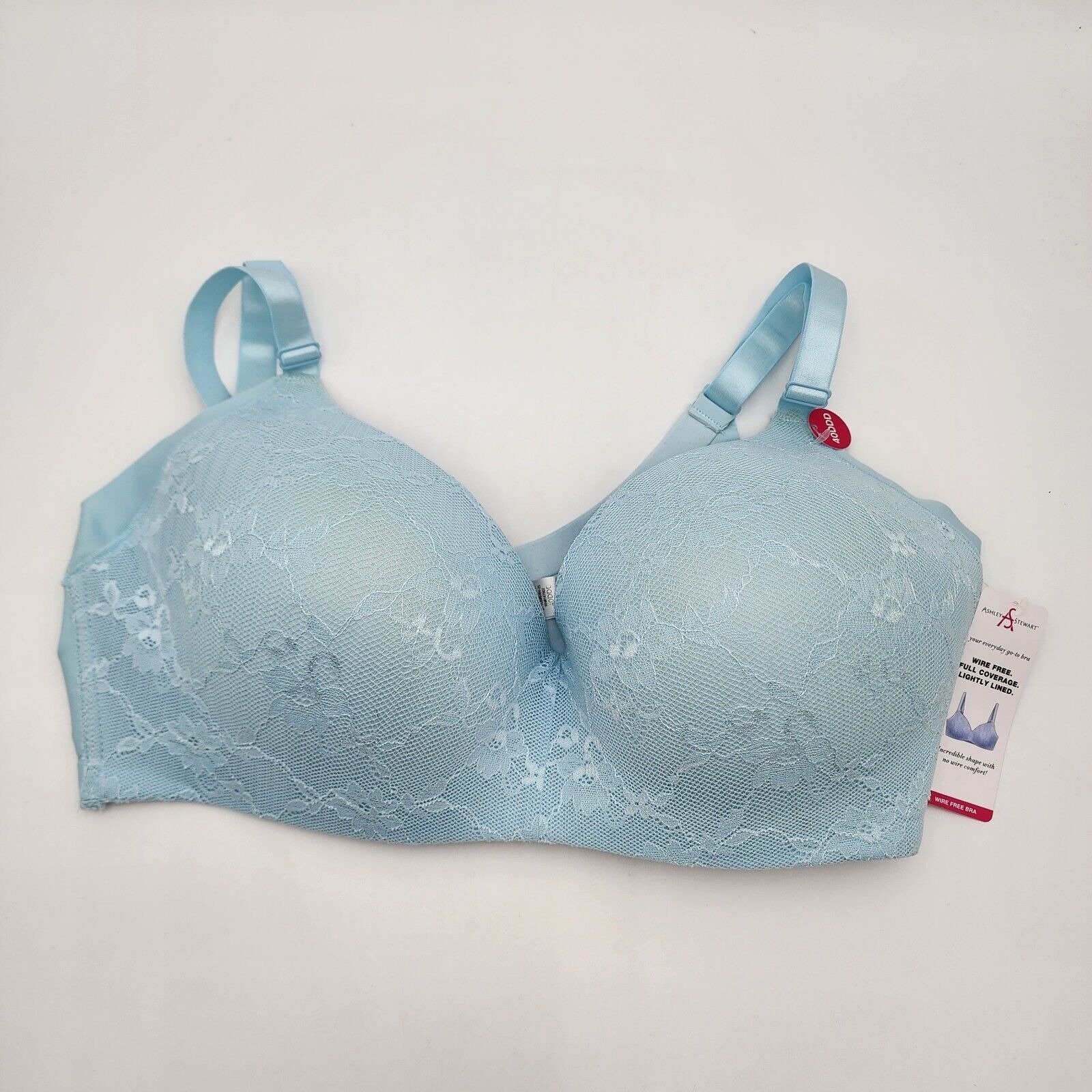 Ashley Stewart Wire Free Bra Full Coverage Lightly Lined Blue Size 40DDD New