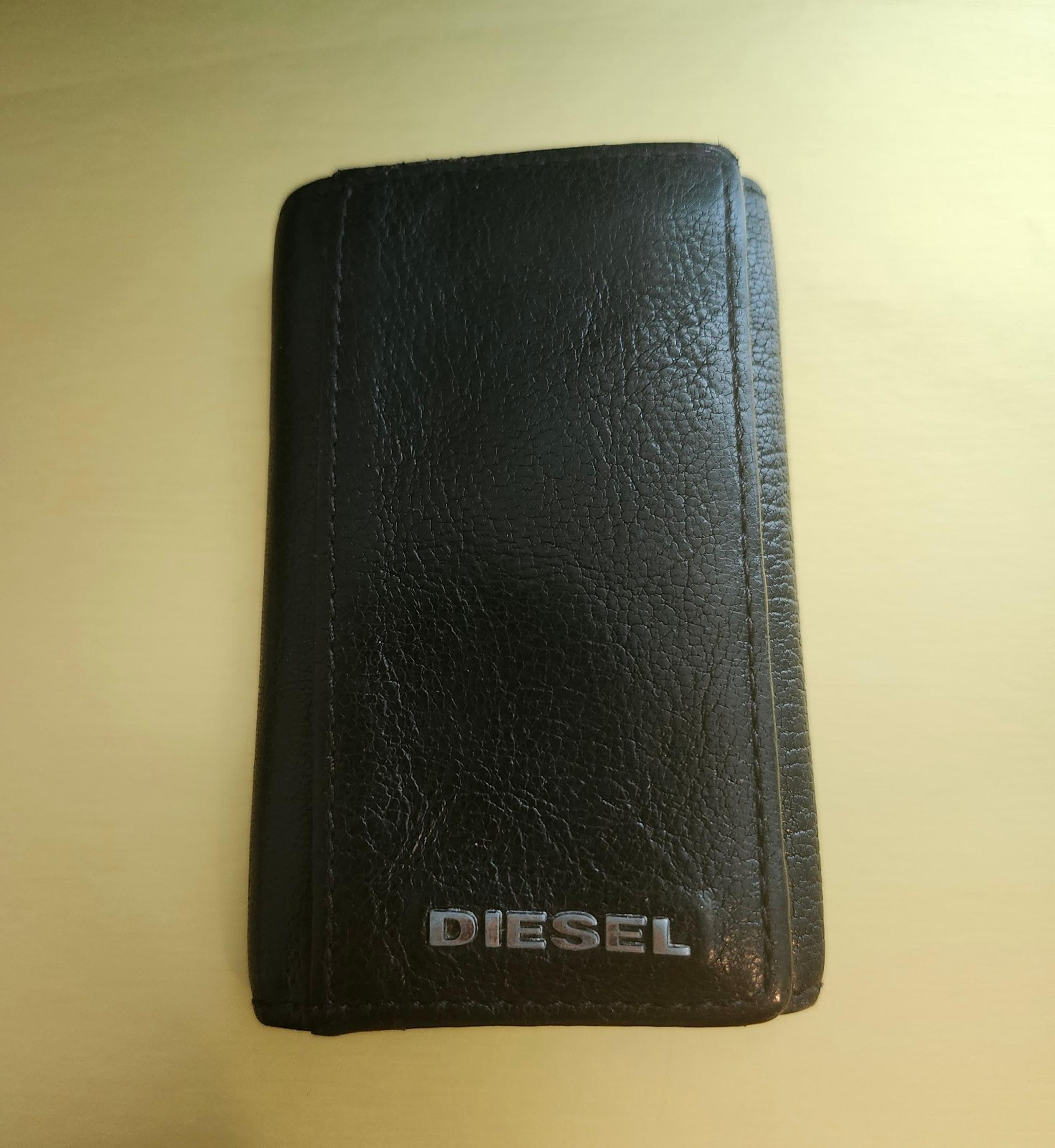 Diesel Black Leather Key Case Unisex
