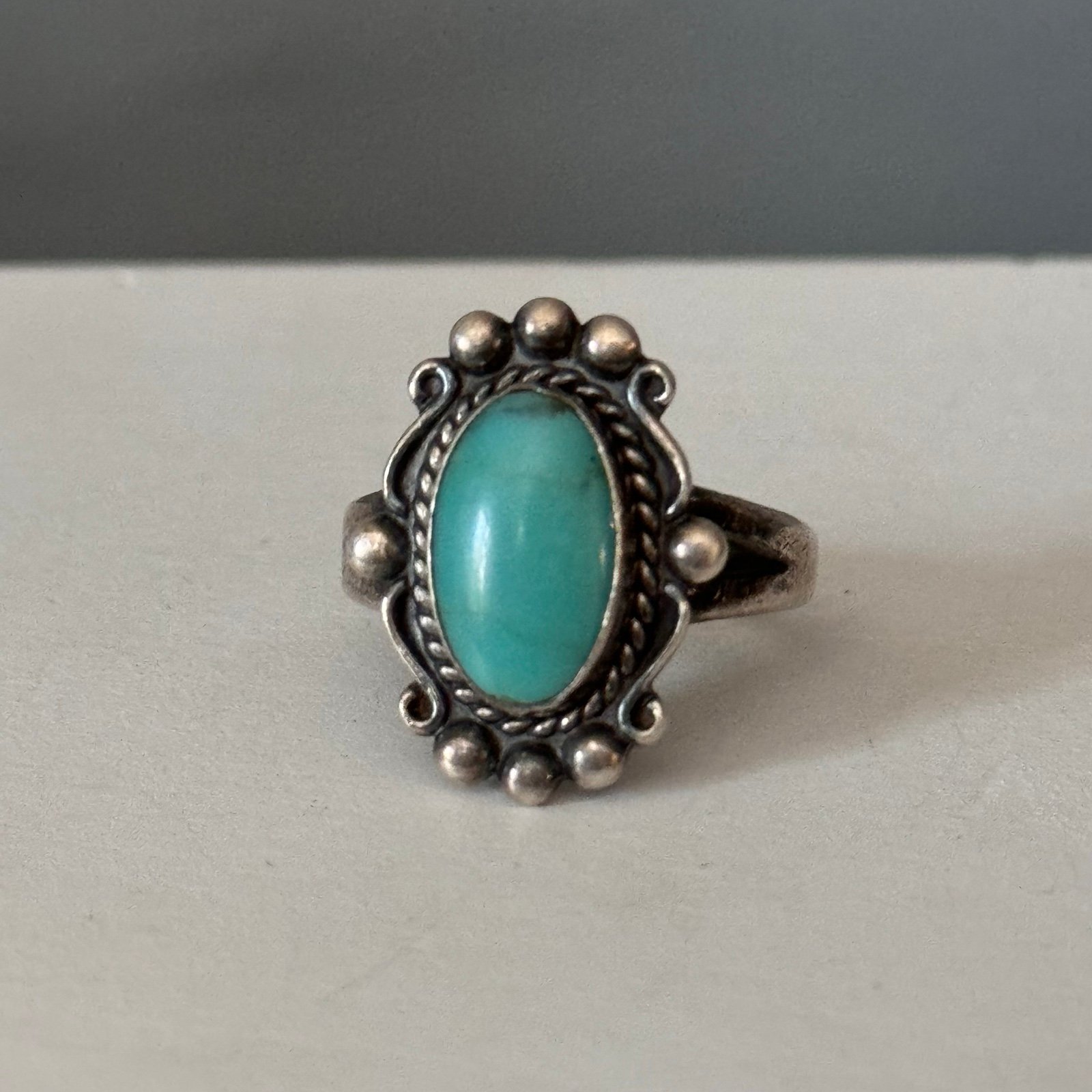 Vintage Turquoise Sterling Silver Old Pawn Ring