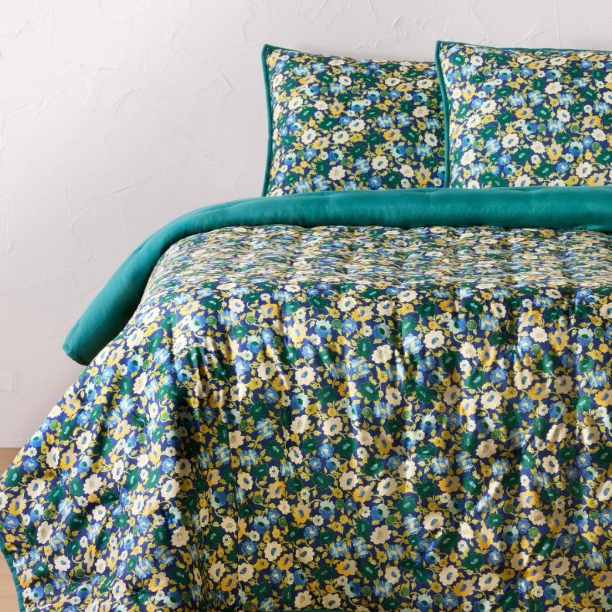 Opalhouse Jungalow Blue Green Floral Printed Twin Size Quilt Sham Set NWT