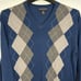 Banana Republic Luxury Blend Blue Grey Argyle Sweater Medium Silk Cashmere VNeck