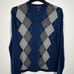 Banana Republic Luxury Blend Blue Grey Argyle Sweater Medium Silk Cashmere VNeck