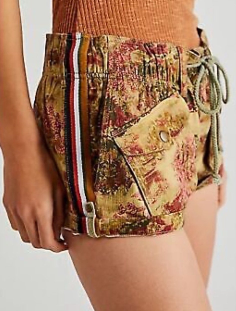 Free People Waimea Slouchy Printed Shorts in Earth Combo Size Medium