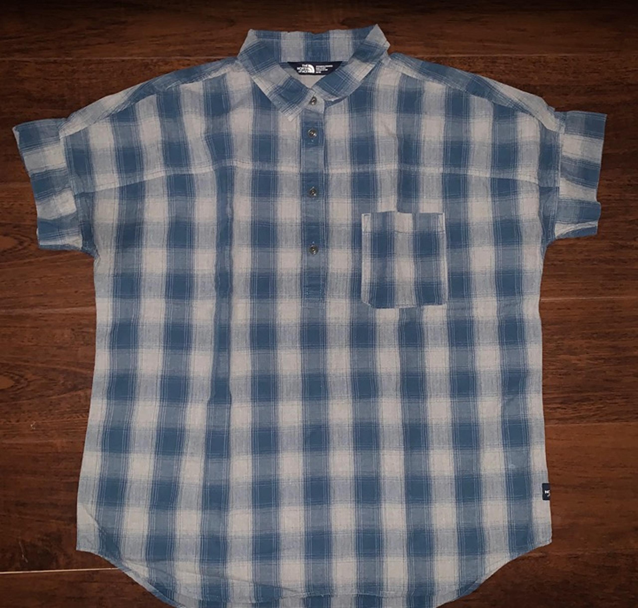THE NORTH FACE Women's Plaid 1/2 Button Down Short Sleeve Shirt Size Medium