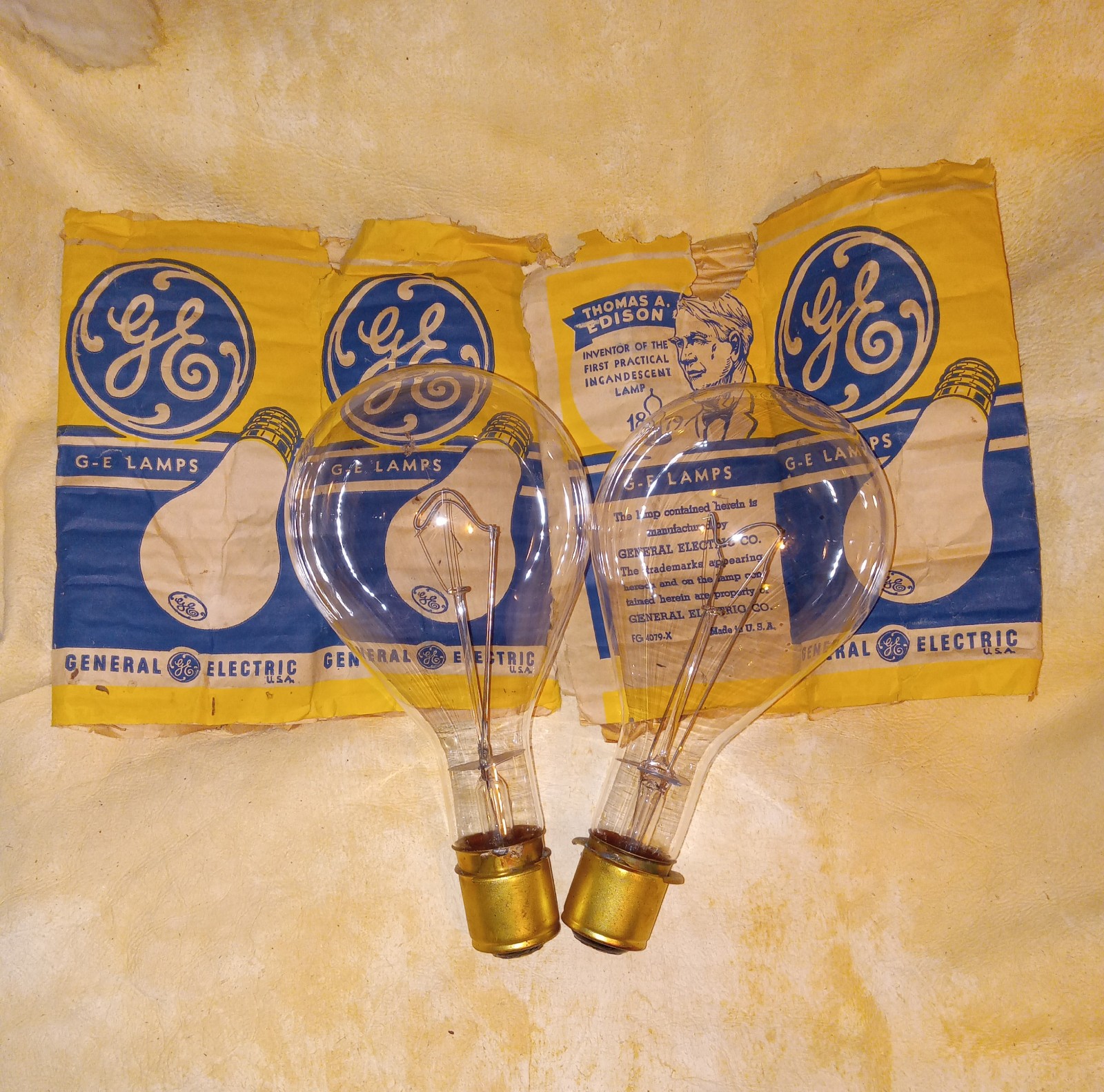 Vintage 2 G.E. (T Type) 700w 120v large 10in. Edison bulbs