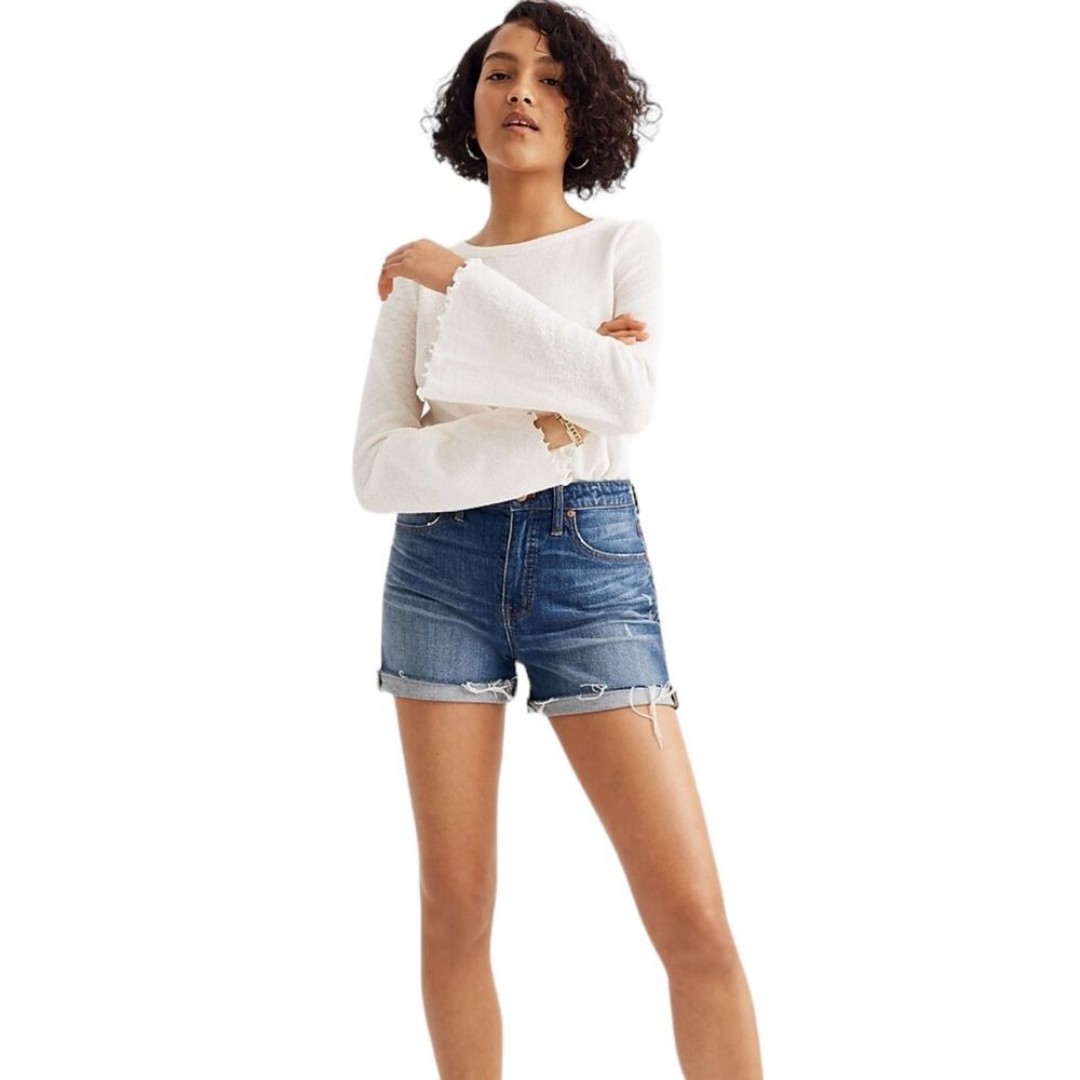 MADEWELL Curvy High-Rise Denim Blue Shorts in Glenoaks Wash, size 31