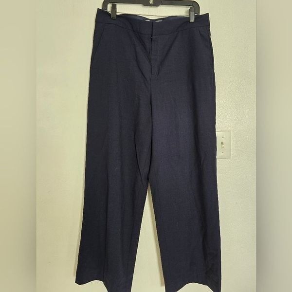 Everlane Wool Blend Wide Leg Pants Size 10 In Navy Blue