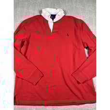 Vintage Polo Ralph Lauren Rugby Long Sleeve Polo Shirt Red Size XL