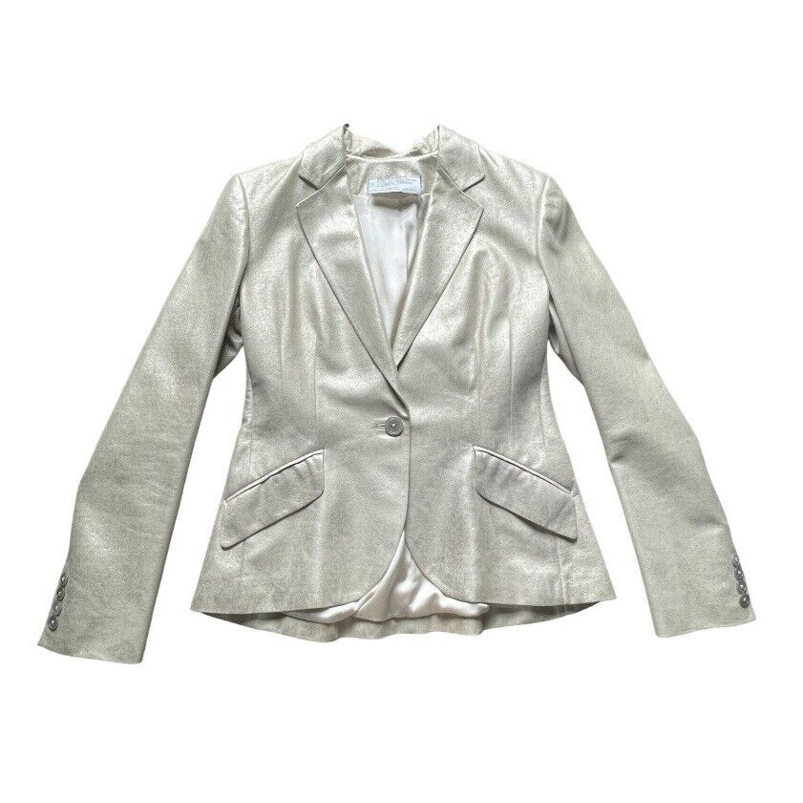 Ralph Lauren Black Label SHINY Sample Madison Blazer Jacket USA Gold Silk RARE