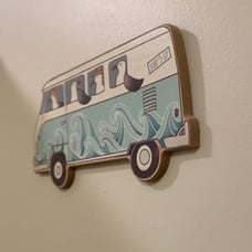Seagulls On A Bus Retro Wood Wall Decor - Beachy Wall Art for Bedroom
