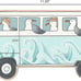 Seagulls On A Bus Retro Wood Wall Decor - Beachy Wall Art for Bedroom